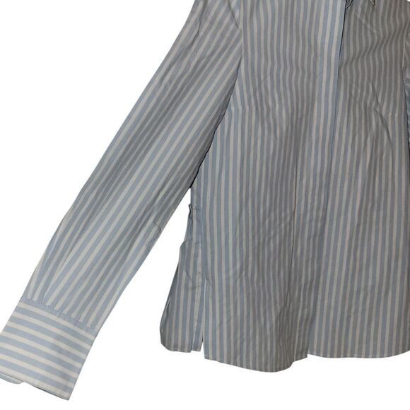 AKRIS PUNTO Blue and White Striped Button-Up Shirt - Picture 3 of 5